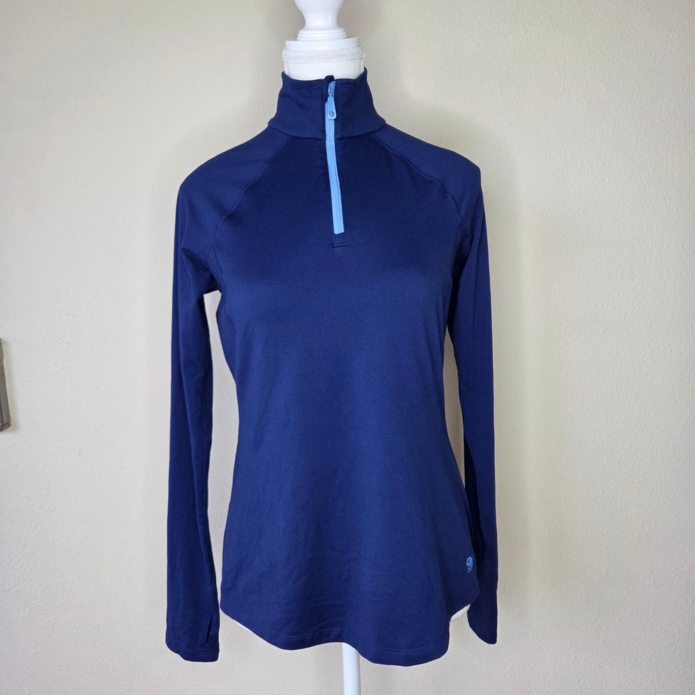 Mountain Hardwear Womens Navy Blue Quarter Zip Long Sleeve Pullover Top Small